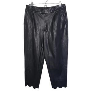 INC Intl. Concepts Womens Sz 12 Faux Leather Ankle Pants Lace-cut Trim(1701)